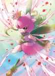  digimon digimon_(creature) falling_petals highres kicking lillymon looking_at_viewer monster_girl no_humans peron_(niki2ki884) petals plant_girl rose_petals solo 