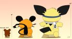  2020 ambiguous_gender black_body black_fur brown_body brown_fur chart cricetid dedenne feral fur generation_2_pokemon generation_6_pokemon gradient_background group hamster mammal model_sheet nintendo on_one_leg orange_body orange_fur pichu pichu90 pokemon pokemon_(species) rear_view rodent scarf simple_background size_chart sparks_pichu standing trio white_scarf yellow_body yellow_fur 