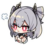  1girl :i bare_shoulders chibi closed_mouth crossed_arms drill_hair earrings english_commentary grey_hair hair_between_eyes honkai_(series) honkai_impact_3rd jewelry official_art prometheus_(honkai_impact) red_eyes solo transparent_background twin_drills upper_body v-shaped_eyebrows 
