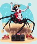  :3 absurd_res arachnid arthropod bikini blackblood-queen charlotte_silk_(oc) clothing crab crab_rave crustacean dancing decapoda equid equine fan_character glowstick hasbro hat headgear headwear hi_res horse malacostracan mammal marine musical_note my_little_pony pony rave spider spiderpony summer_hat swimwear wide_bim_hat 