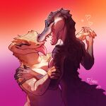  &lt;3 1:1 2023 anthro blep duo embrace eyes_closed female female/female fivel hand_holding happy hi_res lesbian_pride_colors lgbt_pride lizard nude pride_colors reptile romantic romantic_ambiance romantic_couple scalie sharp_teeth teeth tongue tongue_out 