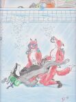  2000 anal anal_penetration asphyxiation badger bdsm bodily_fluids bondage bound breath_play bubble canid canine colored_pencil_(artwork) cum darkwolfie diving_mask fox from_front_position genital_fluids group handjob hands_behind_back hi_res lying male male/male male_penetrated male_penetrating male_penetrating_male mammal mask missionary_position mustelid musteline on_back penetration penile pool questionable_consent red_fox restraints rope rope_bondage scuba scuba_gear scuba_tank sex traditional_media_(artwork) trio underwater underwater_sex water wrists_tied 
