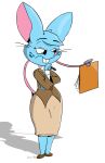  2023 absurd_res anthro biped blue_body blue_eyes blue_fur blue_hair bottomwear buckteeth clothed clothed_anthro clothed_female clothing colored daxslays digital_drawing_(artwork) digital_media_(artwork) female female_anthro freckles fur hair hi_res mammal mia_mouse mouse murid murine rodent solo tail teeth topwear whiskers 