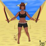  4k 9:16 animal_humanoid black_nails breasts cat_humanoid clothed clothing colored_nails dark_body dark_skin dessert devillia digital_media_(artwork) egyptian felid felid_humanoid feline feline_humanoid female food hair hi_res humanoid looking_at_viewer male mammal mammal_humanoid melee_weapon nails not_furry onetruefanatyk simple_background solo sword tail warrior weapon 
