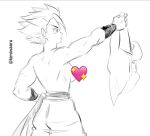  censored dragon_ball dragon_ball_z genderswap genderswap_(mtf) gogeta metamoran_vest saiyan topless wristband 