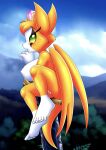  5_fingers anthro bat big_breasts blush breasts butt dust:_an_elysian_tail ejaculation feet female fidget_(elysian_tail) fingers fur genitals hair hands-free hi_res mammal melee_weapon nails nimbat nipples nude open_mouth orange_body orange_fur pussy simple_background sky solo sword thick_thighs toenails toes unknown_artist weapon white_body white_fur wings 