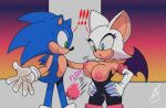  accidental_exposure anthro barely_sly bat big_(disambiguation) bodily_fluids breasts clothed clothing duo eulipotyphlan exposed_breasts female hedgehog male male/female mammal rouge_the_bat sega sonic_the_hedgehog sonic_the_hedgehog_(series) surprised_expression sweat sweatdrop topless topless_female 