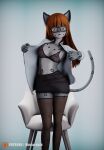  3d_(artwork) absurd_res anthro brassiere breasts business_suit chair clothing company digital_media_(artwork) eyewear felid female furniture glasses hair hi_res legwear mammal momo_(disambiguation) monarquis office_lady pantherine panties pinup pose red_hair secretary_outfit simple_background snow_leopard solo stockings suit underwear 