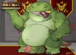  anthro balls belly bodily_fluids cake catfish demon dessert dripping fish food genitals league_of_legends male marine nipples overweight penis riot_games saliva saliva_drip solo tahm_kench_(lol) tongue tongue_out vein veiny_penis vence_(artist) 