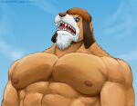  abs anthro biceps duke_dogstorm exterior eyewear glasses humanoid inuarashi_(one_piece) jabuhusky male muscular muscular_male nipples obliques one_piece pecs ribs solo teeth triceps 