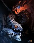  artist_name black_background character_name dota_(series) dragon highres jakiro_(dota) no_humans open_mouth red_eyes scorpionork solo 