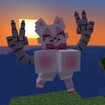  2023 anthro big_breasts black_nose breasts canid canine creamy_sandwich female five_nights_at_freddy&#039;s five_nights_at_freddy&#039;s_2 fox fur mammal mangle_(fnaf) microsoft minecraft mojang nipples pink_body pink_fur pink_nipples robotic_arm scottgames smile snout solo white_body white_fur xbox_game_studios 