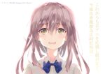 1girl :o artist_name blue_bow blue_bowtie bow bowtie brown_eyes brown_hair collared_shirt crying crying_with_eyes_open koe_no_katachi long_hair looking_at_viewer mingrye nishimiya_shouko open_mouth school_uniform shirt solo tears upper_body white_background white_shirt 