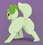  butt dafty featureless_crotch female feral generation_9_pokemon hi_res looking_back nintendo pokemon pokemon_(species) presenting presenting_hindquarters solo spread_legs spreading sprigatito thick_thighs wide_hips 