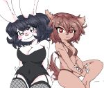  anthro bat bikini breast_size_difference breasts clothing duo fan_character female female/female fishnet hi_res humanoid lagomorph leporid looking_at_viewer mammal nsfwillton pose rabbit swimwear 