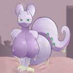  absurd_res anthro bed bed_sheet bedding bedroom_eyes big_breasts big_butt bite biting_lip breasts butt collarbone female furniture generation_6_pokemon glistening glistening_body goo_creature goodra hanging_breasts hi_res i_will_dance_only_if_the_beat_is_funky looking_at_viewer narrowed_eyes nintendo pokemon pokemon_(species) seductive slime smile smirk solo tail thick_tail 