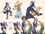  absurd_res anthro armpit_hair body_hair bound bulge canid canine canis clothed clothing duo eye_patch eyewear fox fox_mccloud hi_res kissing male male/male mammal nintendo star_fox switchbit tongue tongue_out topless underwear wolf wolf_o&#039;donnell 