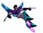  1girl armor black_lips breasts colored_skin grey_skin high_heels highres humanoid_robot jet_boots medium_breasts panties purple_panties red_eyes refeal256 robot slipstream_(transformers) solo thighs transformers transformers_animated transparent_background underwear weapon wings 