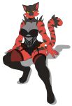  anthro black_body black_fur clothing female fur generation_7_pokemon green_eyes hi_res incineroar kittydee legwear lingerie maria_garcia muscular nintendo nipple_piercing nipples panties piercing pokemon pokemon_(species) red_body red_fur solo stockings underwear womb_tattoo 