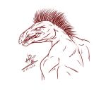  2023 alien anthro clothed clothing fangs halo_(series) head_crest kig-yar male microsoft monochrome muscular muscular_anthro muscular_male pupils quill_hair quills ruuhtian_(kig-yar) scalie sketch slit_pupils solo teeth thunder_noodle topless topless_anthro topless_male xbox_game_studios 