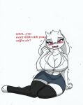  anthro big_breasts blush breasts english_text hi_res pace-maker secretary solo text toriel toriel_(underfell) undertale undertale_(series) 