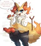 &lt;3 animal_genitalia animal_penis anthro balls bodily_fluids braixen canid canine canine_genitalia canine_penis echochamber erection fluffy generation_6_pokemon genitals girly hi_res knot male mammal musk musk_clouds musky_balls musky_cock nintendo penis pokemon pokemon_(species) solo speech_bubble sweat text thick_thighs 