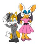  age_difference alternate_costume anthro bat canid canine clothing duo ear_piercing ear_ring female formal_wear fox glassfish male male/female mammal miles_prower older_female piercing ring_piercing rouge_the_bat sega sonic_the_hedgehog_(series) suit younger_male 