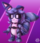  hair hi_res hybrid lagomorph leporid machine mammal nutty_bo procyonid purple_body rabbit raccoon robot simple_background smile tail 
