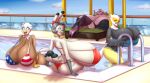  aggretsuko anthro avian big_breasts bikini bird blues64 breasts butt cleavage clothed clothing ear_piercing ear_ring female galliform group hi_res huge_breasts hyper hyper_breasts looking_at_viewer looking_back looking_back_at_viewer mature_female phasianid piercing ring_piercing sanrio secretary_washimi swimwear turkey 