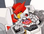  ^_^ autobot closed_eyes head_tilt heart heart_hands jetfire looking_at_viewer mecha no_humans portrait robot science_fiction solo transformers transformers_armada white_background yakui_(makenaicry) 