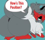  absolise anus breasts butt digital_media_(artwork) fan_character female feral fluffy fluffy_tail freckles fur generation_5_pokemon grey_body hair hi_res looking_at_viewer nintendo nipples nude piercing pokemon pokemon_(species) red_hair simple_background smile solo tail teeth text tuft zorua 