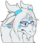  1:1 alpha_channel blue_eyes dragon fur horn mane piercing scales solo symrea telegram_sticker white_body 