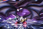  1boy broken_glass broken_mask broken_mirror commentary_request dark_meta_knight glaring glass highres holding holding_sword holding_weapon kirby_(series) looking_at_viewer male_focus mask mirror red_footwear reflection solo_focus sword user_njgv2284 weapon wings yellow_eyes 