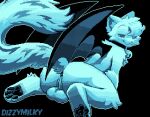  anthro anus backsack balls bell bell_collar biped butt collar digital_media_(artwork) dizzymilky domestic_cat felid feline felis fur genitals male mammal membrane_(anatomy) membranous_wings pawpads perineum pixel_(artwork) smile solo tail wings 