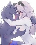  anthro black_body black_fur blush breast_grab breasts clothing domestic_cat duo eyes_closed felid feline felis female fur green_eyes hand_on_breast hi_res kissing kloe_mone male male/female mammal underwear white_body white_fur 