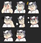  ... 1boy ? ajin_(hirainaoto1) anger_vein annoyed aroused_nosebleed bara beenic bish chibi confused crying dog_boy ears_down expression_chart fang fang_out furry furry_male glasses heart heart-shaped_pupils male_focus o_o ok_sign original peeking_out sad sanpaku short_hair steam_from_mouth streaming_tears surprised symbol-shaped_pupils tears thick_eyebrows turn_pale 