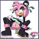  2023 absurd_res amy_rose anal anal_masturbation anthro black_nose bodily_fluids clothed clothing digital_media_(artwork) eulipotyphlan eyelashes female fingers footwear genital_fluids genitals hedgehog hi_res legwear mammal masturbation open_mouth pussy sega senshion simple_background solo sonic_the_hedgehog_(series) spread_legs spreading text url white_background 