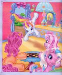  bell board_game checkers cotton_candy_(mlp) cutie_mark detailed_background doorway earth_pony equid equine eyelashes female feral flower furniture group hair hasbro hi_res highlights_(coloring) horse inside lamp mada_design mammal mane mlp_g3 multicolored_hair multicolored_mane my_little_pony official_art orange_body pink_body plant pony sitting sparkleworks_(mlp) sunny_daze_(pre-g4) table white_body wysteria_(mlp) 
