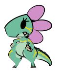  1-upclock anthro elemental_creature female flora_fauna flower_(anatomy) green_body hi_res kaiju markings monster petals plant plant_monster priju_(1-upclock) reptile scalie short_stack simple_background solo tail thick_thighs white_background 