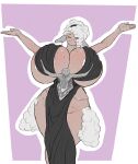  absurd_res anthro atlas_dress big_breasts black_clothing black_dress bovid breasts caprine clothed clothing dreamy_pride dress ears_down eyelashes eyes_closed female fur headban hi_res huge_breasts ineffective_clothing livia_(dreamypride) long_ears mammal pivoted_ears raised_arms sheep simple_background skimpy skimpy_dress smile solo spread_arms thick_thighs white_body white_fur white_wool wide_hips wool_(fur) wool_hair 