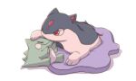  closed_eyes ditto jinguu_(timaya) no_mouth pokemon pokemon_(creature) quilava red_eyes shadow simple_background stuffed_dinosaur stuffed_toy substitute_(pokemon) white_background 