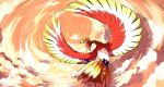  above_clouds absurdres animal_focus bird cloud commentary_request day highres ho-oh kura_(shironagasu02) no_humans open_mouth outdoors partial_commentary pokemon pokemon_(creature) sky solo talons 