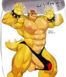  2023 abs anthro balls barazoku bedroom_eyes biceps big_balls big_bulge big_muscles big_penis bowser bracelet bulge claws clothed clothing container dialogue english_text erection erection_under_clothing eyebrows genitals glass glass_container glass_jar hair hi_res horn huge_balls huge_bulge huge_muscles huge_penis humanoid_genitalia humanoid_penis in_container in_jar inviting jar jewelry koopa looking_at_viewer mache male mario_bros muscular muscular_anthro muscular_male narrowed_eyes navel nintendo nipples non-mammal_balls non-mammal_nipples obliques pecs penis quads red_hair scalie seductive serratus signature smile solo spiked_bracelet spiked_tail spikes spikes_(anatomy) standing talking_to_viewer teeth tenting text the_super_mario_bros_movie thick_thighs thong underwear vein 