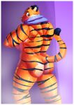  absurd_res anthro butt coldgemini disney fan_character felid female hi_res looking_at_viewer looking_back looking_back_at_viewer mammal muscular muscular_female nude pack_street pandora_(weaver) pantherine raised_tail shower solo steam tail tiger towel wet zootopia 
