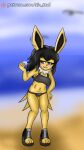  anthro blush canid canine clothed clothing digital_media_(artwork) eeveelution female fur generation_1_pokemon hair hi_res jolteon juliet_(sin_cyan06) looking_at_viewer mammal nintendo pokemon pokemon_(species) simple_background sin_cyan06 smile solo yellow_body yellow_fur 