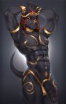  abs absurd_res anthro anubian_jackal biceps canid canine canis david_morston djoser_(psychoh13) ear_piercing genitals hi_res jackal male mammal muscular muscular_anthro muscular_male pecs penis piercing solo tail vein veiny_penis 