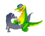  anthro bodily_fluids cum cum_inside cum_on_face duo faceless_character faceless_male fucked_silly genital_fluids genitals gex_(series) gex_the_gecko licking male oral penile penis penis_lick punstar sex simple_background solo tongue tongue_out 