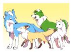  2020 akafude_(tsukune_minaga) ambiguous_gender blue_body blue_eyes blue_fur brown_body brown_fur canid canine canis countershading digital_media_(artwork) dipstick_ears dipstick_tail domestic_dog feral fluffy fluffy_tail fox fur gloves_(marking) green_body green_eyes green_fur group hi_res leg_markings mammal mane markings mouth_closed multicolored_ears open_mouth quadruped red_body red_eyes red_fur rokushou_(tsukune_minaga) ruff shiranui_(tsukune_minaga) socks_(marking) tail tail_markings tan_body tan_fur tategami_(tsukune_minaga) tongue tongue_out tsukune_minaga white_body white_fur white_mane white_ruff wolf yellow_eyes 