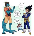  amphibian anthro armor dragon dragon_ball dragon_ball_z e-pon female frog group human humanoid male mammal saiyan scar tagme tail tnarg_mah trio vegeta 