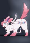  absurd_res anus blush bodily_fluids butt canid eeveelution female feral fur generation_6_pokemon genitals hair hi_res mammal nintendo pink_body pink_fur pink_hair pokemon pokemon_(species) presenting presenting_pussy pussy roses04 simple_background solo sweat sylveon tail tail_motion tongue tongue_out white_body 